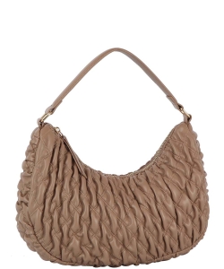Quilted Ruffle Shoulder Bag HGE-0147 STONE